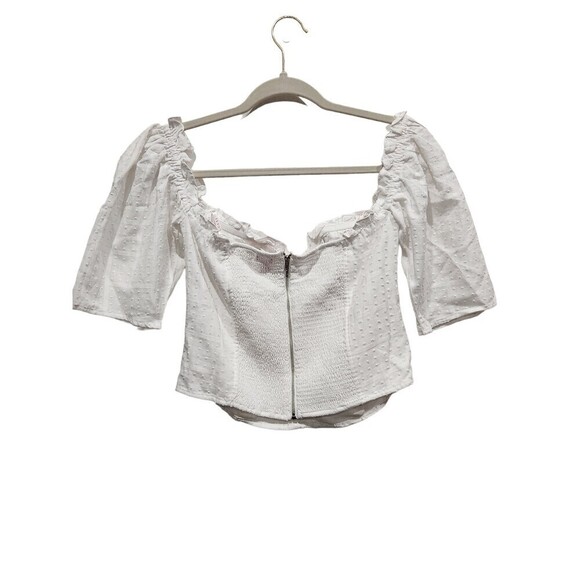 NWOT Guess Tella White Swiss Dot Ruched Front Corset Top, Juniors L - Picture 5 of 10